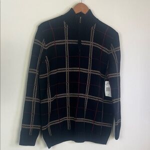 Lauren Ralph Lauren black and Red Plaid Zip-Up Sweater